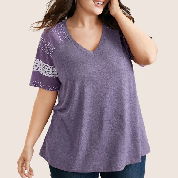 Bloom Chic Half Sleeve Long Purple T Shirt 5x EUC - Picture 1 of 2